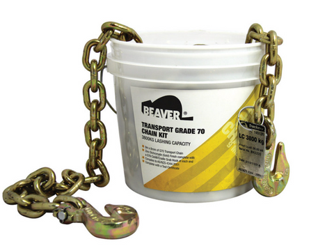 Beaver Grade 70 Transport Load Chain Kit With Grab Hooks on Each End 8mm Chain LC 3800kg 145128 