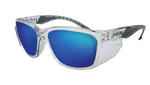 Rayzr Safety Glasses Clear Frame Blue Mirror Polarised ERZ360