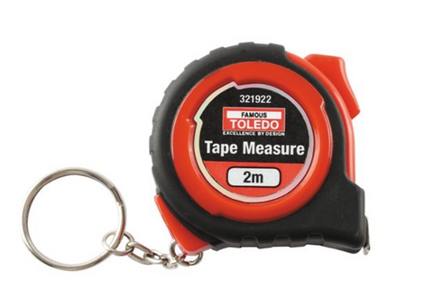 Toledo Measuring Tape 2m/6ft X 13mm Keyring 321922