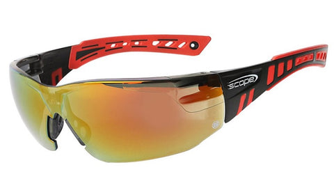 Speed Red/Black Frame Red Mirror Lens Safety Glasses 360RM