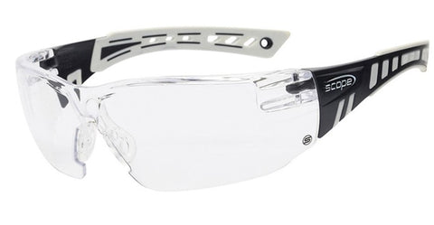 Speed White/Navy Blue Frame Titanium AF/AS Clear Lens Safety Glasses 360WC