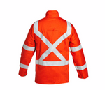 Lincoln Welding Jacket FR Bright Safety Orange with Reflective Stripes Size L -XL- 2XL K4692-L