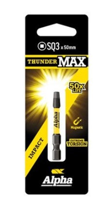 Alpha ThunderMax Square SQ3 x 50mm Power Bit Carded CSQ350SM