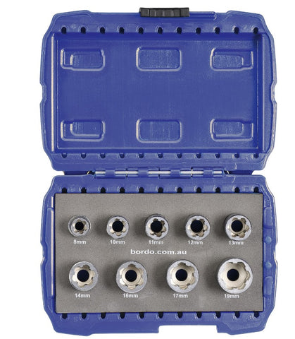 Bordo Impact rated 3/8" square drive bolt extractor socket set 9905-S1