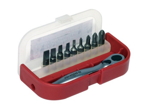 BikeService Hand Drive Bit Set - Flat & Phillips 10pc BS6005