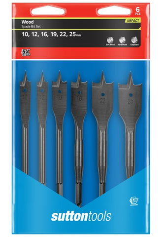 Sutton Tools D501 Impact Wallet Spade Bit SS6W Set 6 Piece Metric 10mm-25mm D501SS6W