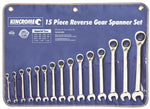 Kincrome Reversible Gear Spanner Set 15 Piece Imperial K3016