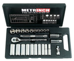 Metrinch 25 Piece 3/8" Dr Square  Standard & Deep Wall Socket Set MET-0500