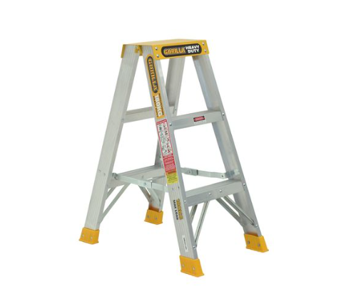 Gorilla Double sided A-frame ladder 0.9m (3ft) Aluminium 180kg Heavy Duty Industrial SM003-HD