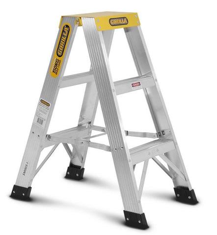 Gorilla 3-Step 0.9m 150kg 3FT Aluminium Double Sided Industrial Ladder SM003-I