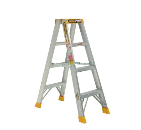 Gorilla Double sided A-frame ladder 1.2m (4ft) Aluminium 180kg Heavy Duty Industrial SM004-HD