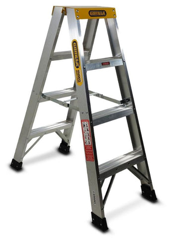 Gorilla 4-Step 1.2m 150kg 4FT Aluminium Double Sided Industrial Ladder SM004-I