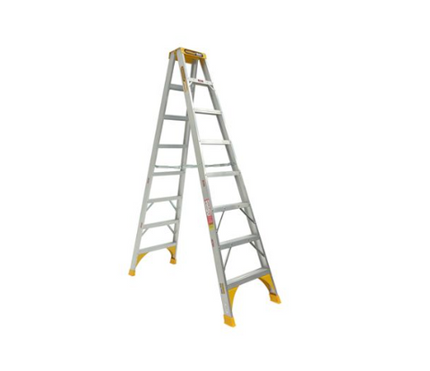 Gorilla Double sided A-frame ladder 2.4m (8ft) Aluminium 180kg Heavy Duty Industrial SM008-HD