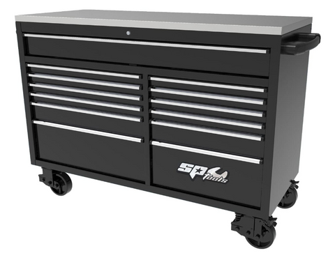 SP Tools USA Sumo Series Wide Roller Cabinet - 13 Drawer - Black/Chrome SP44725