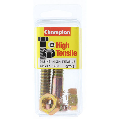 Champion Fully Threaded Set Screws and Nuts 12 x 60 x 1.5 mm- BM147