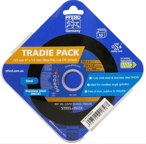 PFERD Cut-Off Wheel TRADIE PACK- 10pk - Classic Steelox (5") 125mm x 1mm 69902634