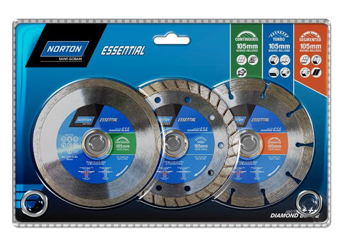 Norton Essential Diamond Blade Triple Pack 105mm x 16mm 70184601088