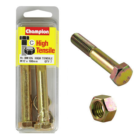 Champion Fully Threaded Set Screws and Nuts 12 x 100 x 1.75 mm- BM135