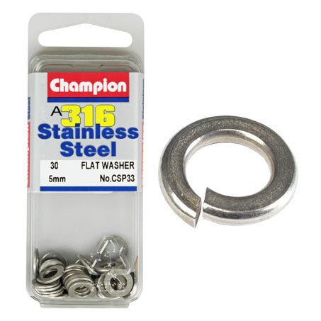 Champion Flat Washers- Fasteners S/S 5mm  CSP33