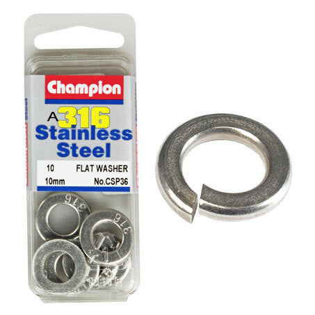 Champion Flat Washers- Fasteners S/S 10mm  CSP36