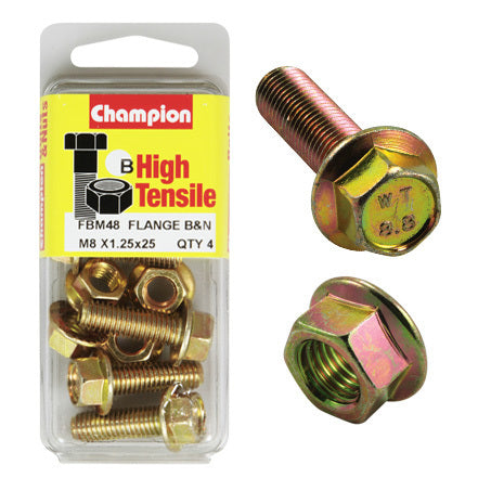 Champion Blister Flange Bolts and Nuts M8 x 25mm-FBM48