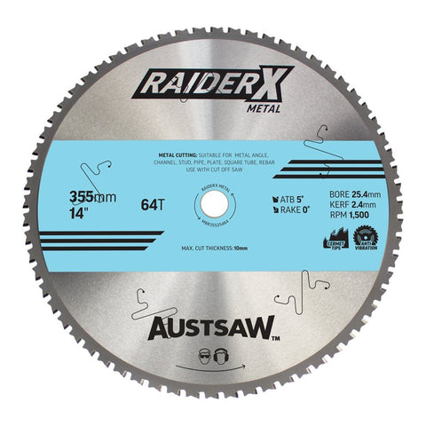 Austsaw RaiderX Metal Blade 355mm x 25.4 x 64T MBR35525464