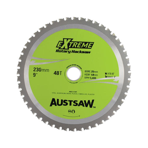 Austsaw 230mm (9in) Rotary Hacksaw Blade 25mm Bore 48 Teeth RHS2302548