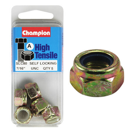 Champion Blister Nyloc-Self Locking Nuts 7/16 “-SLC80