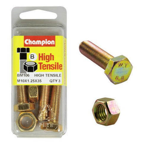 Champion Fully Threaded Set Screws and Nuts 10 x 35x 1.25 mm- BM106