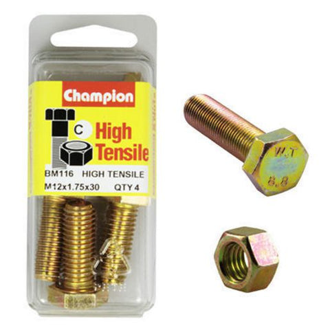 Champion Fully Threaded Set Screws and Nuts 12 x 30x 1.75 mm- BM116