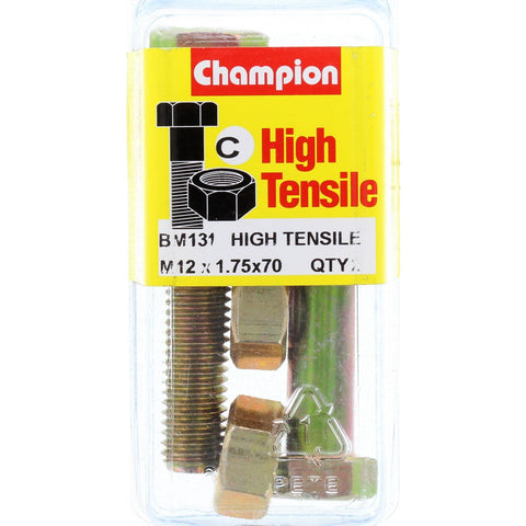 Champion Fully Threaded Set Screws and Nuts 12 x 70 x 1.75 mm- BM131