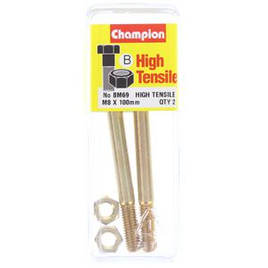 Champion Fully Threaded Set Screws and Nuts 8 x 100mm- BM69