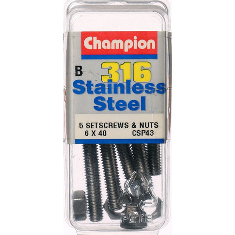 Champion Screws and Nut Set 6mm x 40mm  CSP43