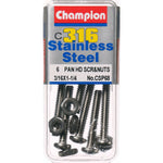 Champion Pan Head Screws and Nuts 3/16 “ x 1-1/4 “ CSP68