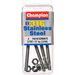 Champion Pan Head Screws and Nuts 3/16 “ x 1-1/2 “ CSP69