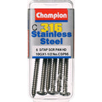 Champion Self Tapping Pan Head Screws 10G x 1-1/2 -CSP95