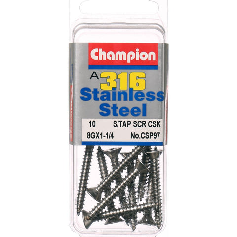 Champion Self Tapping CounterSunk Screws 8G x 1-1/4 -CSP97