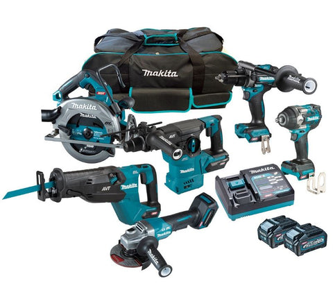 Makita 40V Max Brushless 6 Piece Combo Kit Plus Tool Bag DK0191G601