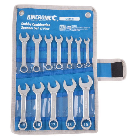 Kincrome Stubby Combination Spanner Set 12 Piece Metric K3039