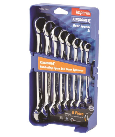 Kincrome Ratcheting Open End Gear Spanner Set 8 Piece – Imperial K3097