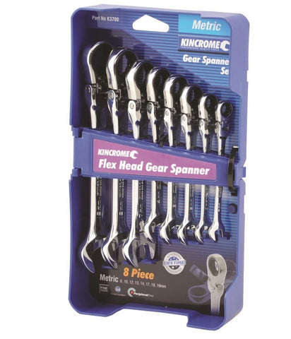 Kincrome Flex Head Gear Spanner Set 8 Piece Metric K3700