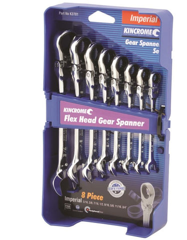 Kincrome Flex Head Gear Spanner Set 8 Piece Imperial K3701