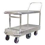 Narrow 6 Wheel Stock Trolley Twin Platform Single Handle PGR101