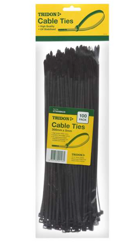 Tridon  BLACK Cable Ties 250mm x 5mm PK 100 CT255BKCD